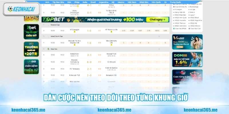 Dân cược nên theo dõi theo từng khung giờ