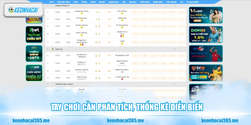 Tay chơi cần phân tích, thống kê diễn biến